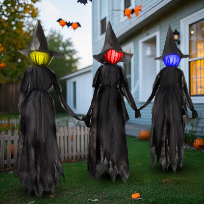 DR.DUDU 6 FT Light up Witch Stakes Halloween Yard Decorations, Set of 3