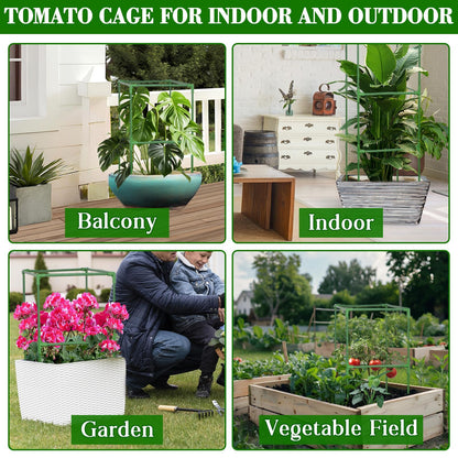 ZeeDix 45 Inch Tomato Cages 4 Pack, Heavy Duty Adjustable Metal Garden Plant Supports for Climbing Vegetables - Square Cage for Tomatoes, Cucumbers, Peas, Flowers with 40 Plant Clips