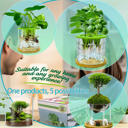 Plant Terrarium Kit, Christmas Birthday Gift for Gardener Women Mom Garden Lover | Home Office Decor