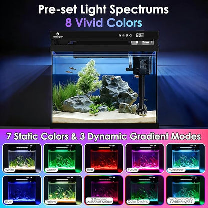 fishkeeper 2.3G Smart Aquarium - HD Glass Fish Tank Kits with Auto Feeder, Self-Cleaning Silent Filter Pump, Aromatherapy, Temperature Display & 7-Color RGB Lights for Desktop, Office, Room