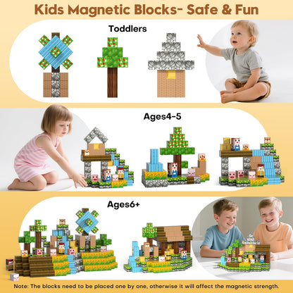 Magnetic Blocks, Magnetic Building Blocks 100pcs Gryxpox-STEM Toys for Kids Ages 3+, Magnet Tiles with Forest Animals Blocks Set, Educational Sensory Toys for Toddlers, Boys & Girls–Creative Game Gift