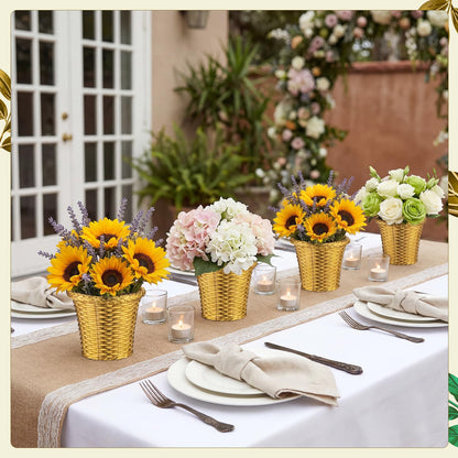 Ferrochef 12 Pcs 4.3'' Small Gold Vases Bulk Mini Decorative Plastic Gold Vases Bud for Wedding Table Centerpieces Flower Candy Indoor Outdoor Garden Tea Birthday Party Decor
