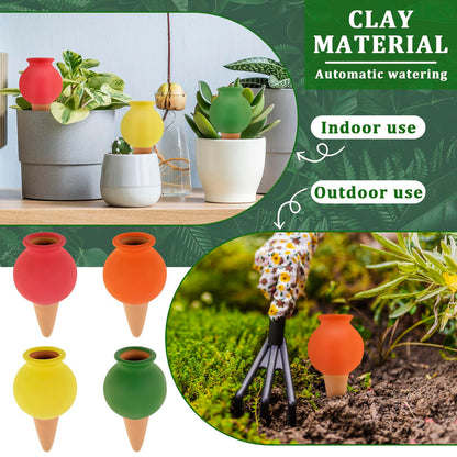 KOUISYY 8PCS Terracotta Watering Spikes, Self Watering Planter Insert Irrigation Dripper, Automatic Watering Devices, Watering Globes for Indoor Outdoor Garden Office Potted