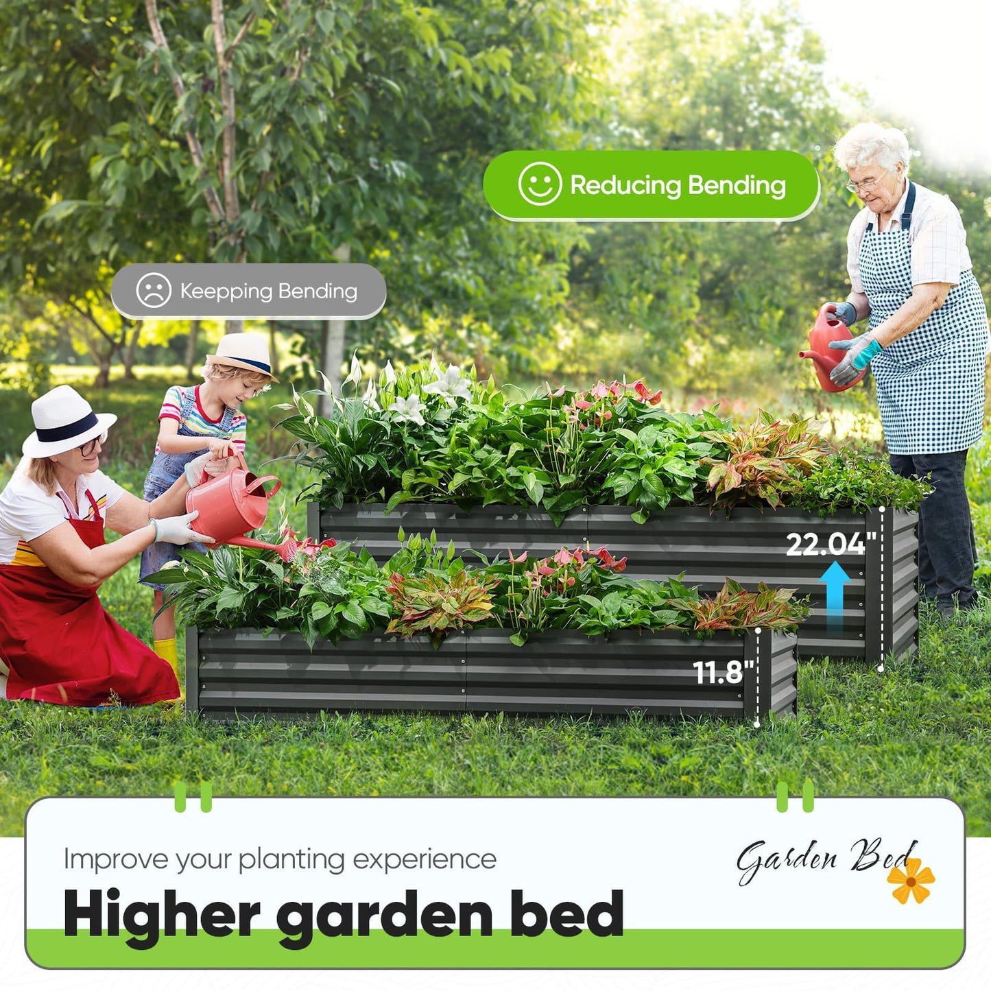 Quictent Raised Garden Bed Galvanized Raised Beds for Gardening Vegetables with Cover 6x3x2 ft Tall Metal Planter Box Outdoor Use (Green)