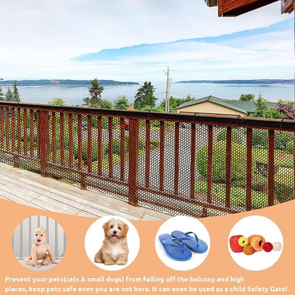 Shappy Balcony Net for Pets 16.5 ft x 2.5 ft Anti Fall Cat Dogs Netting Balcony Mesh Fence Net Screen Protection Crib Mesh for Pets Patios Stairway Clear Stair Banister Guard Apartment(Black)