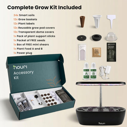 Nouri Hydroponics Growing System, 12 pod Smart Indoor Herb Garden Kit with LED Grow Lights, Hydroponic Herb Garden Indoor for Plant Lovers, Gardeners, Kitchen, Basil Seeds Included