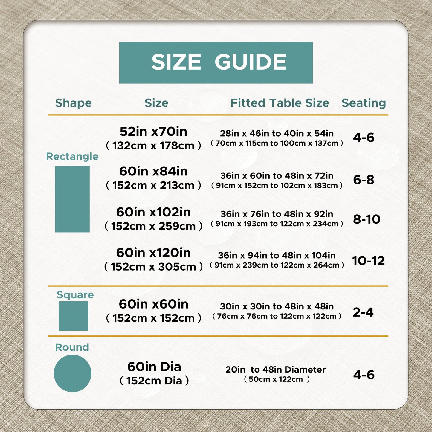 Outdoor Tablecloth with Umbrella Hole - Patio Table Cloth Zippered Round 60 Inch, Linen-Look Polyester Table Cover Water Resistant for Picnic Outside, Natural Color