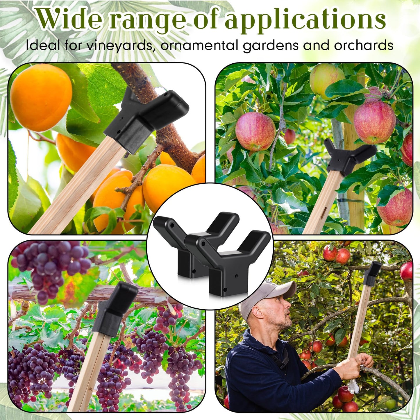 Yungyan 16 Pcs Tree Support, Plastic Fruit Branch Support Device Tree Brace Prevent Them from Breaking for Vineyards Ornamental Gardens Orchards Fits on Standard 1.57 x 1.57 Inch Lumber (Black)