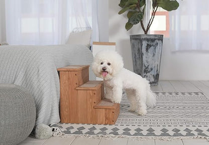 Zoovilla PTR0082212010 Yorkshire Dog Step with Storage, Natural Wood, 15.55″D x 17.50″W x 14.76″H