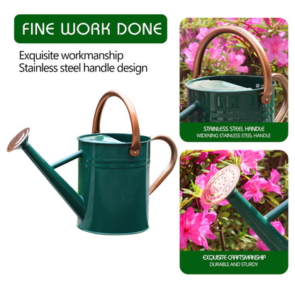 SunnyTong Metal Watering Can for Outdoor and Indoor Plants, Watering Can Decor, 1 Gallon (NewGreen)