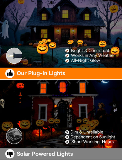 Spooktacular Glow: 5 Pack Plug-in Halloween Pumpkin Pathway Lights
