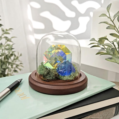 Plymor 3 inch x 3 inch Glass Display Dome Cloche (Dark Wood Base)