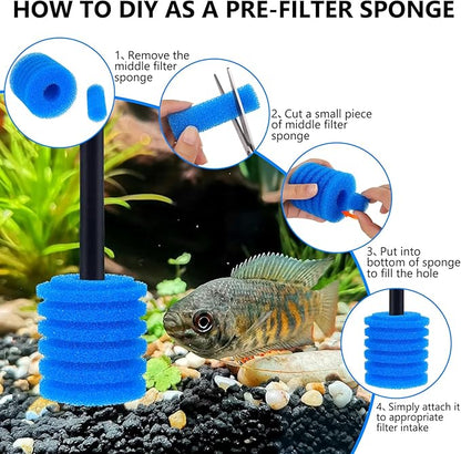 fishkeeper Bio Filter Sponge for Aquariums - 4 Pack, Washable and Reusable, Replacement Biological Filter Sponge Media for Fish Tanks