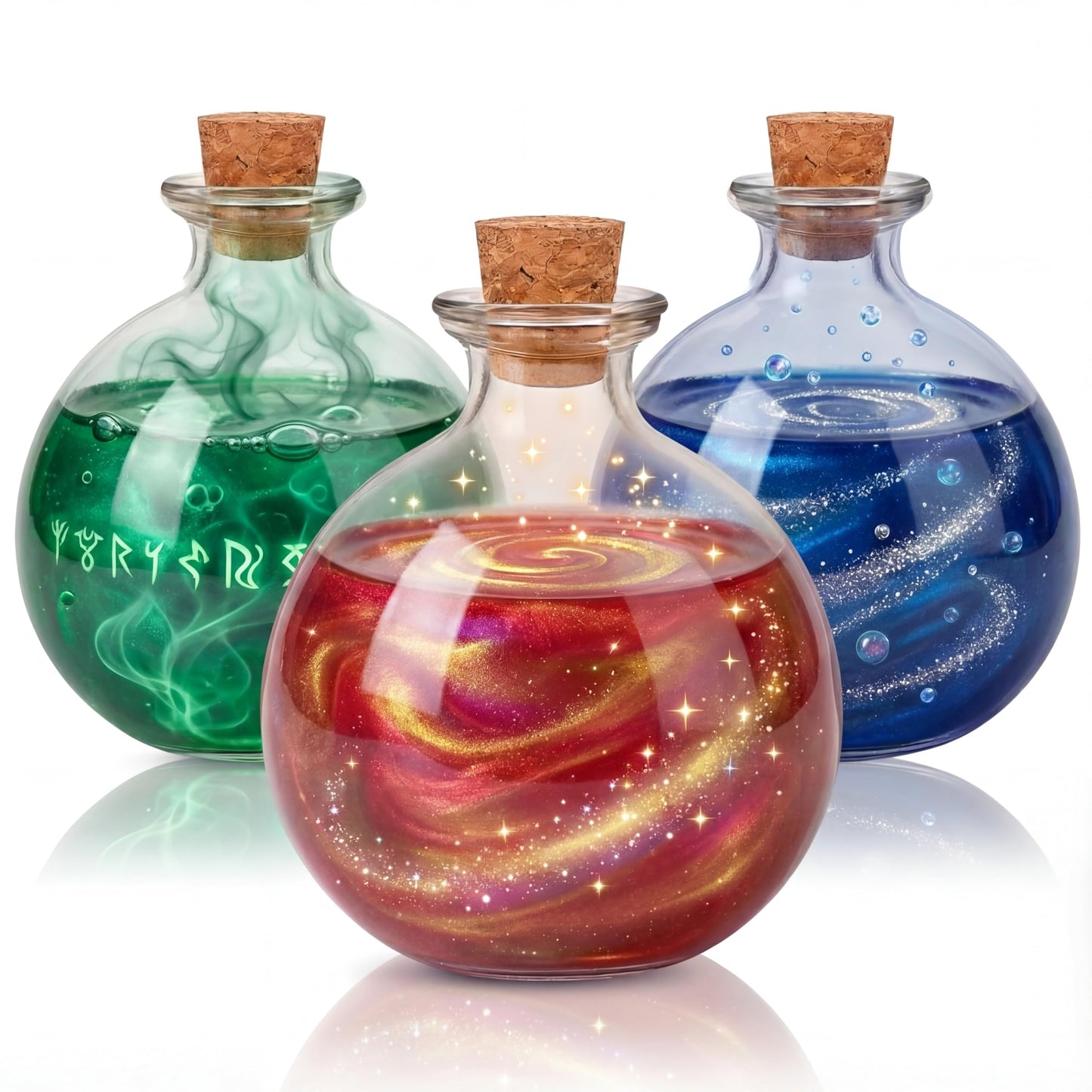 Tessco for you 3 Pcs Round Glass Bottles 8.5 oz Potion Bottles Clear Spherical Decorative Jars for Liquor Candy Potpourri Halloween Christmas Decoration DIY Art Crafts Gift(Classic)