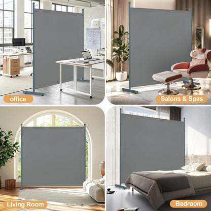 Yettsoy 6FT Extra Thick Single Panel Room Divider, Heavy Duty Privacy Partition Screen Wall Divider for Room Separation, Freestanding 71" W Room Divider Panel for Dorm Studio Office, Grey