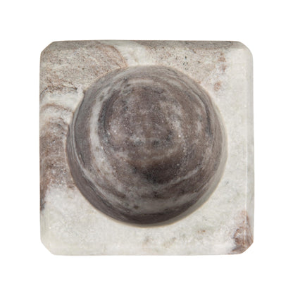 Creative Co-Op Square Marble Bowl with Stainless Steel Spoon, Brown