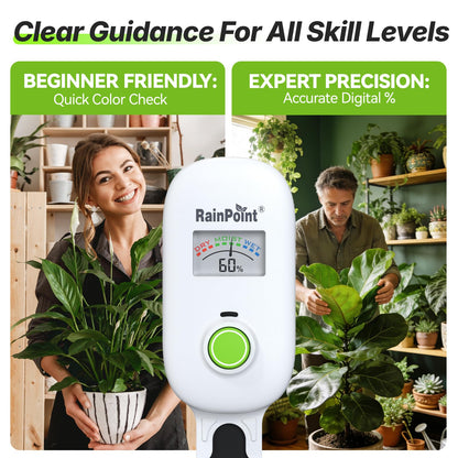 [2026 Version] RAINPOINT Visual Gauge Digital Smart Wireless Plant Moisture Meter Kit,Indoor & Outdoor Use,with WiFi Hub,Capacitive Leave-in Soil Hygrometer Sensor Garden House Plant Care Must Haves