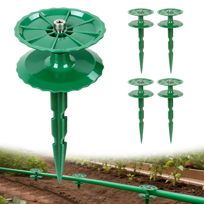 4 Pack 10 Inch Garden Hose Guide Stakes, Upgraded Reinforced Disc, Rotatable Double-Disk Sun Protection Heavy-Duty Plastic Stake, Hose Guard for Yard, Lawn & Flower Bed Landscaping(Green 4Pcs)