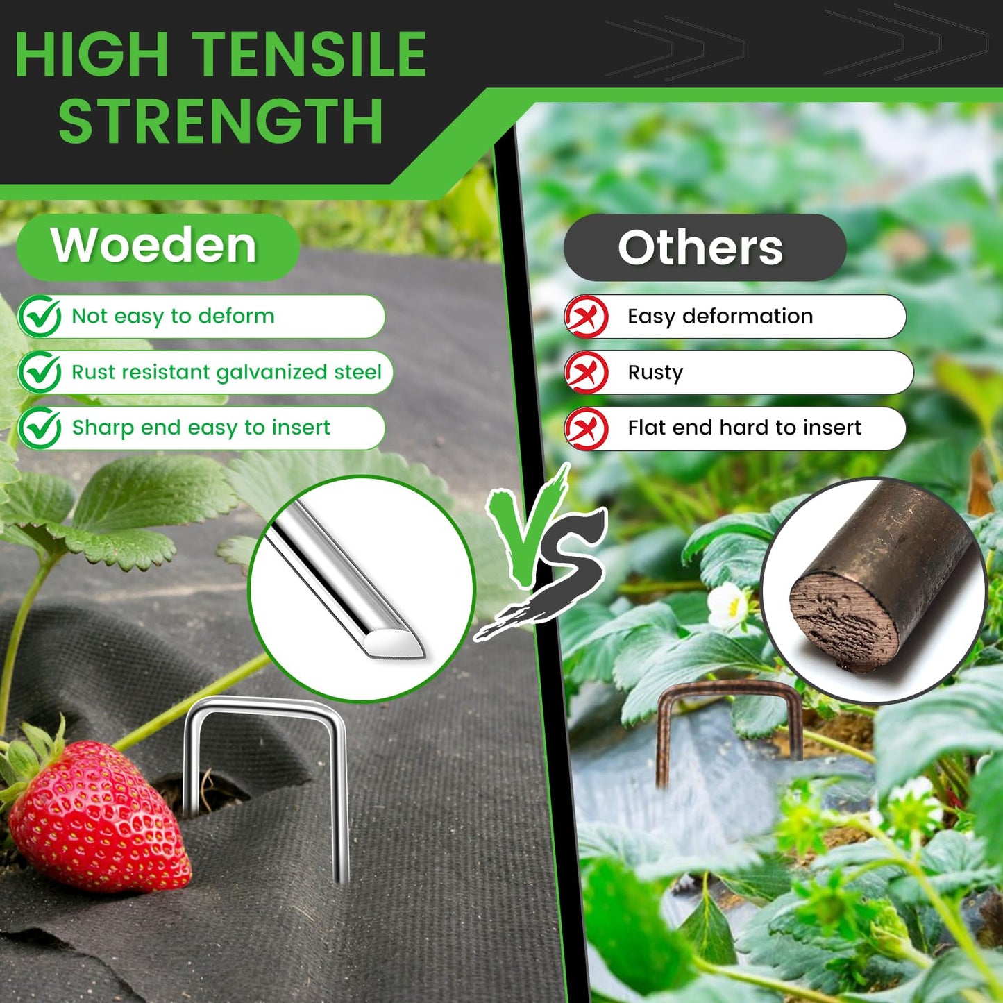 120 Pack 6 Inch Landscape Staples + 1 Hook 11 Gauge Heavy Duty Galvanized Garden Stakes, U-Shaped Ground Pins for Weed Barrier Fabric, Drip Irrigation Tubing, Sod, Lawn & Christmas Outdoor Decorations