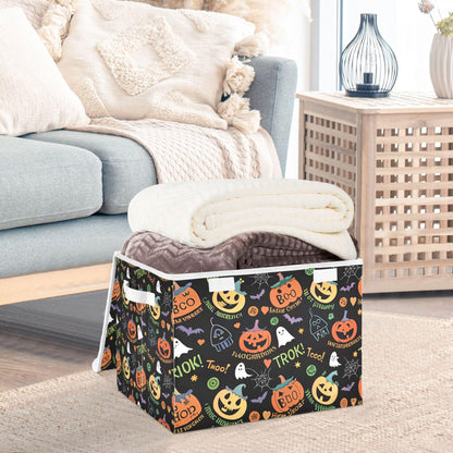 xigua Halloween Ghost Pumpkin Ghosts Storage Bins with Lids and Carrying Handle,Foldable Storage Boxes Organizer Containers Baskets Cube with Cover for Home Bedroom Closet Office