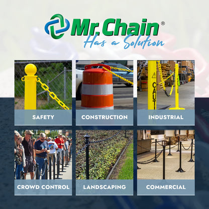 Mr. Chain Plastic Barrier Chain, Safety Orange, 1.5-Inch Link Diameter, 25-Foot Length (30012-25)