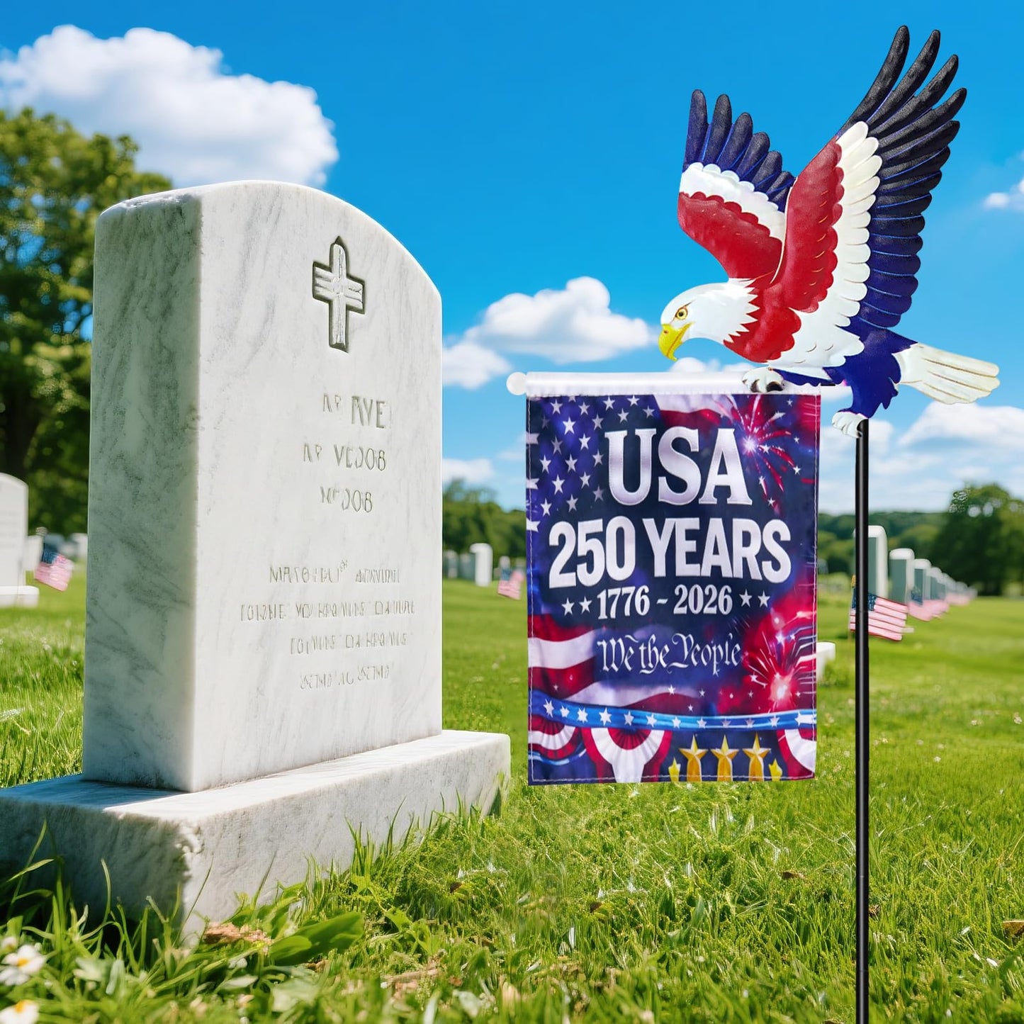 250th Anniversary America 9.4x6.5Inch Garden Flags,Eagle Garden Stakes with USA 1776-2026 Yard Sign Double-Sided Waterproof Flag,4th of July Patriotic Decorations Outdoor Independence Memorial Day