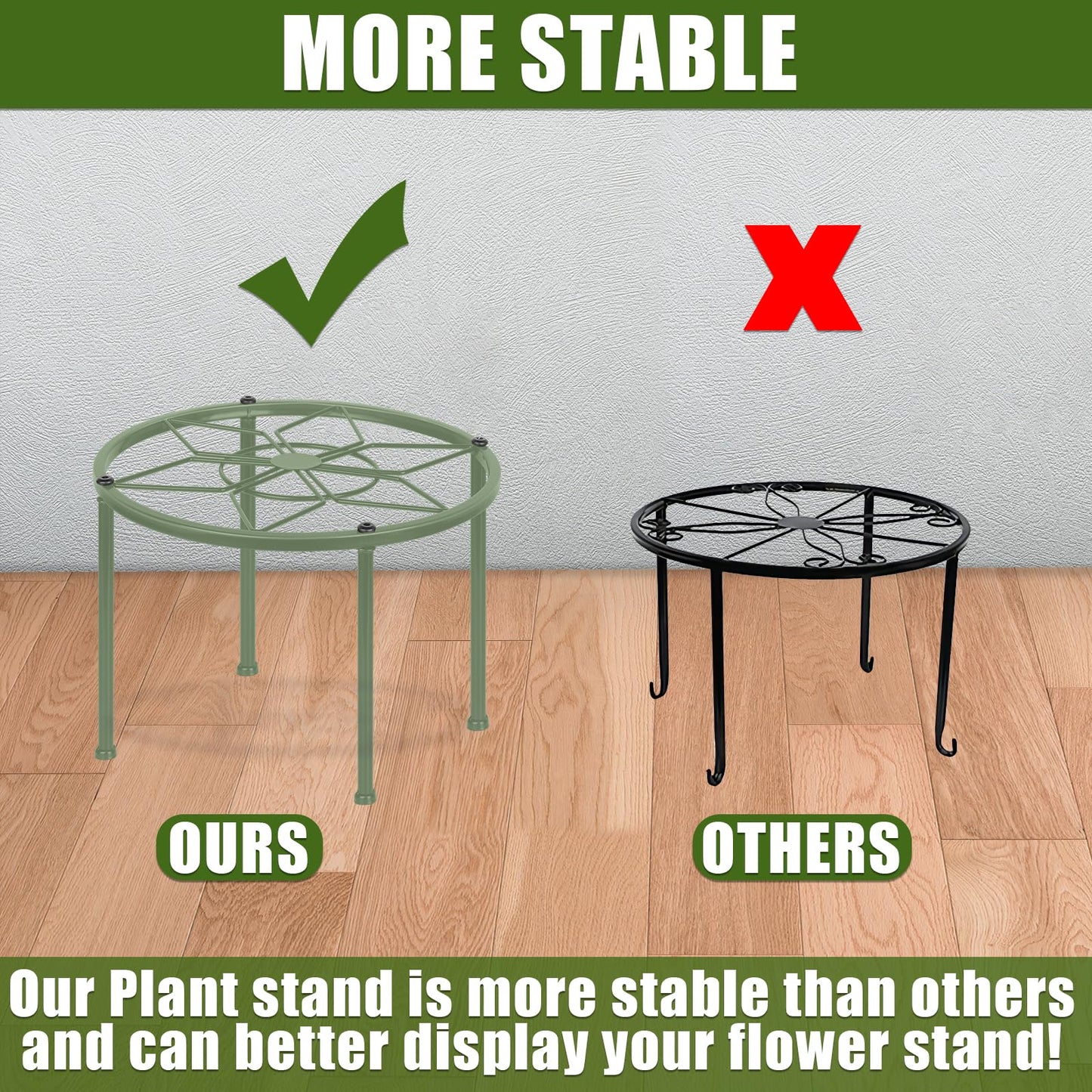 lokeisna Set of 8 Plastic Planter & Metal Plant Stands for Home Indoor and Outdoor