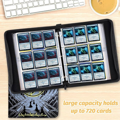 9 Pocket Card Binder, 720 Double Sided Pocket Trading Card Binder, Premium PU Card Collector Album,Card Folder for MTG/YGO/PTCG/Game Cards(Yellow)