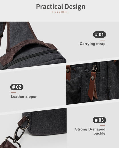 sling bag,canvas messenger bag for men,crossbody bag for women,Black