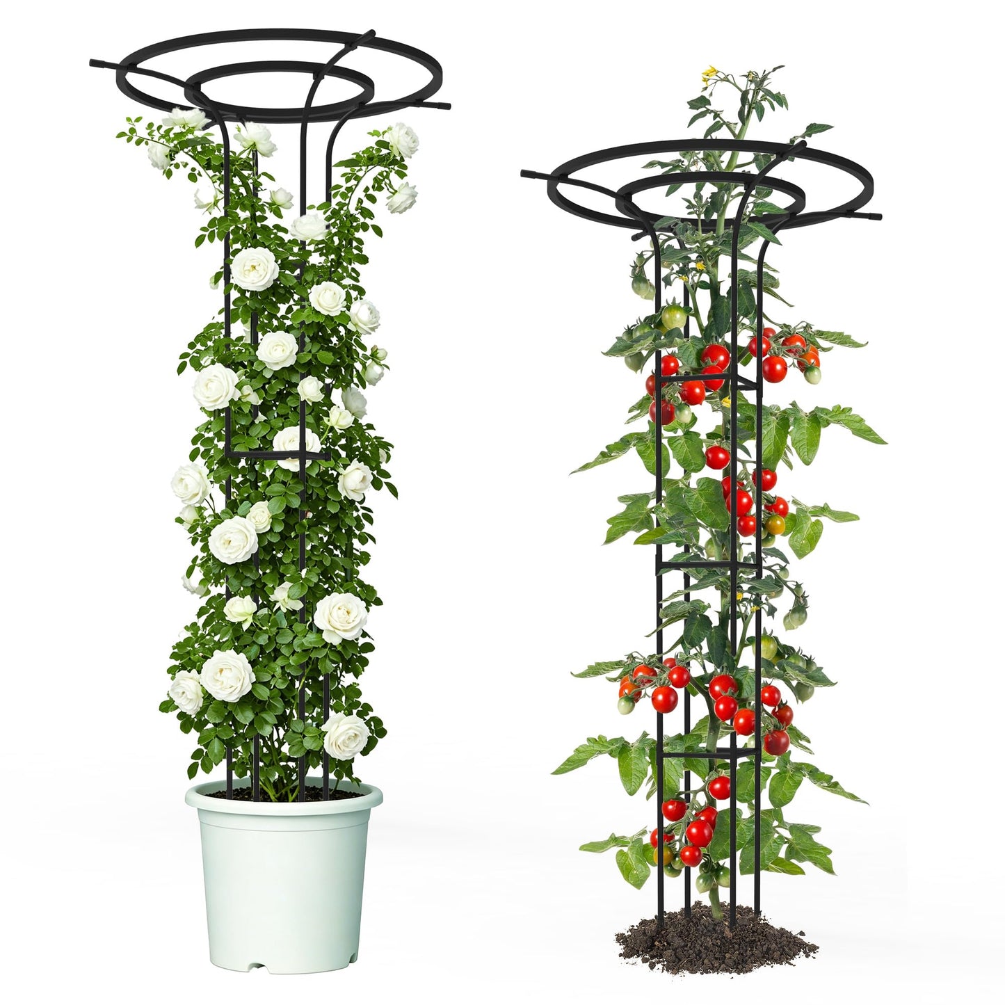 Trellume Trellis for Climbing Plants Outdoor, 70.9 Inch Mushroom Top Trellis for Climbing Plants, Metal Plant Support for Potted Plants Climbing Vine Rose Clematis Vegetable Trellis (2 Pack)