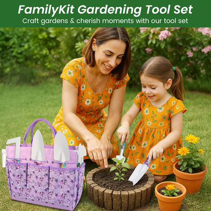 Gardening Tools Set for Women, 10-Piece Purple Floral Heavy Duty Garden Tool Set with Storage Tote Bag, Gardening Tools Kit with Ergonomic Non-Slip Handle, Ideal Women's Gift for Gardening