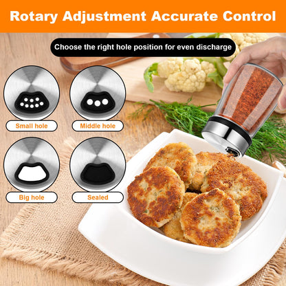 6 Pcs Salt Pepper Shakers Set with Adjustable Pour Holes Stainless Steel Spice Dispenser 6oz Clear Glass Seasoning Containers for Kitchen Restaurant Home BBQ Camping Farmhouse Accessories ﻿
