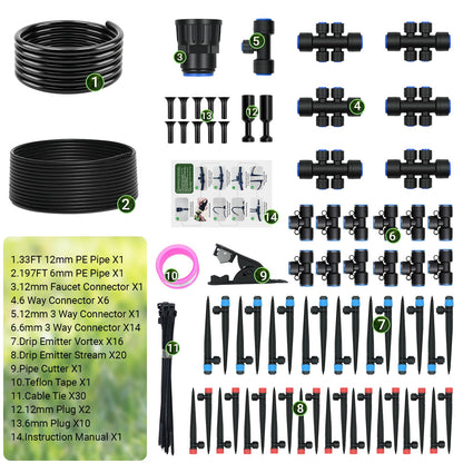 230FT Drip Irrigation System for Garden, 2026 Upgraded DIY Automatic Plant Watering Kit with Push-Fit Connectors, 30 Water-Saving Adjustable Drip Emitters for Yard, Lawn & Greenhouse