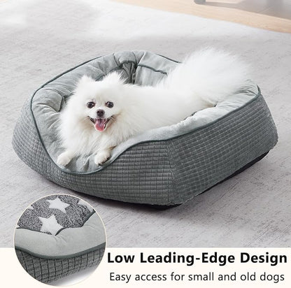 Dog Beds for Small Medium Dogs & Cats. Washable Pet Bed, Orthopedic Dog Sofa Bed, Soft Calming Sleeping Warming Puppy Bed (Star-Grey, Small-(20’’x 19’’x 6’’))