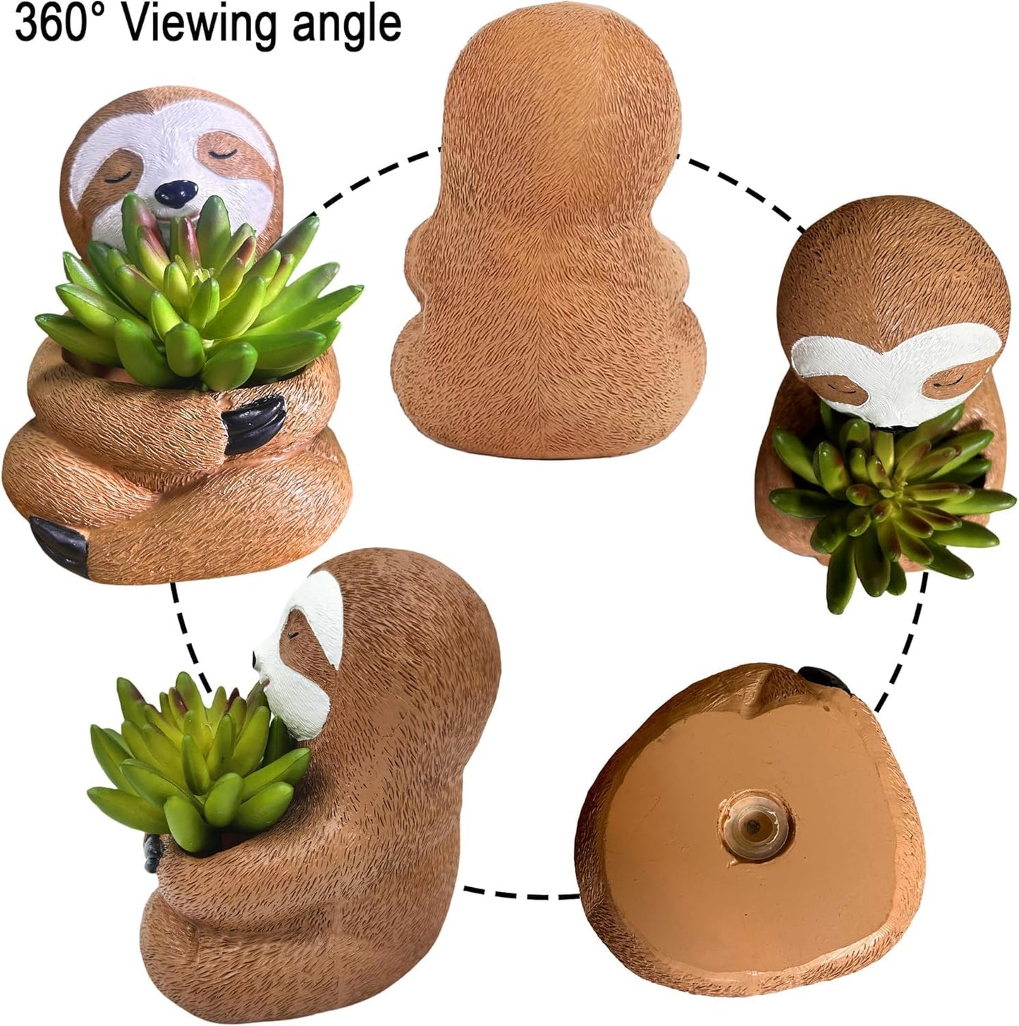 Hibucuo Sloth Planter Pot Decoration,Smiley Face Planter Hugger Resin Flower Head Planters for Indoor and Outdoor plants, Succulent Pots for String of Pearls, Iedeal gift for Mother and Christmas
