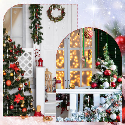 100 Pcs Acrylic Hanging Crystals for Centerpieces Chandelier Clear Crystal Garland Strands Ornament Acrylic Clear Beads Prisms Pendant for Christmas Tree Window Home Decoration(Icicle)