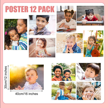 Motiskyy 12 Pcs Diversity Posters for Classroom Preschool Educational Learning Real Pictures for Daycare Home Multicultural Awareness(Kids Real Photo Poster Style)