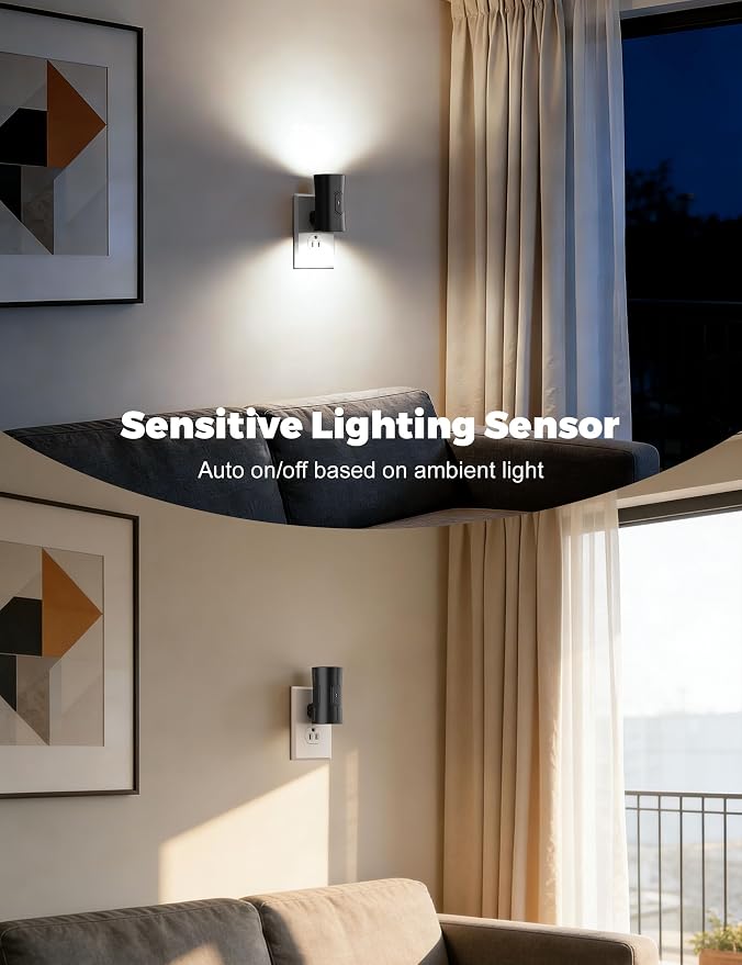 fesnne Night Light, 2-Pack Dimmable Plug-in Night Light with Auto On/Off & 90°Rotatable Plug, 0-100LM Adjustable Brightness,1W Ultra Low Energy for Bedroom, Hallway, Bathroom, Kids Room, White