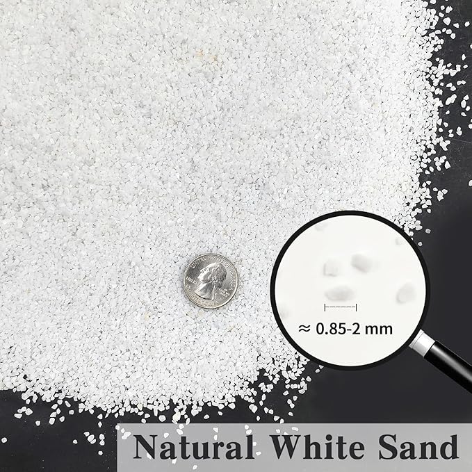 FANTIAN 20 lbs Aquarium White Sand, 0.8-2 mm Small Aquarium Gravel for Fish Tank. Decorative Sand for Aquarium, Paintings, Plants Potted, Fire Pits, Candle, Vase and Crafts