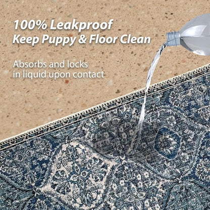 nunubaby Washable Pee Pads for Dogs, Stylish, Non-Slip and Leak-Proof Pee Pads. Reusable Potty Pads for Dogs for Crates and Floors.(Blue/Multi, 48" x48" )