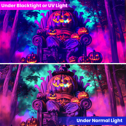Blacklight Halloween Tapestry Horror Moon Night Scary Cemetery Pumpkin Lantern Halloween Tapestry Wall Hanging Skull Horror Poster Banners for Bedroom Livingroom (Pumpkin-2, 90L" x 70W", Unframed)
