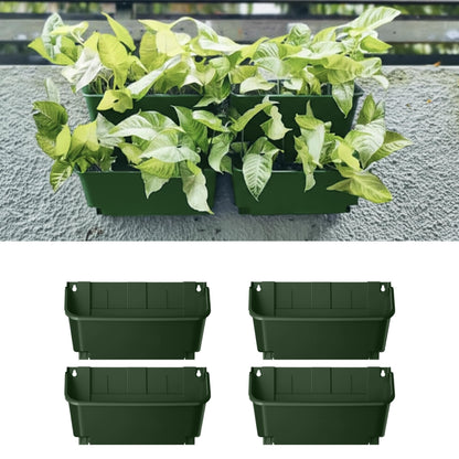Maxona Vertical Garden Planter - 4 Pack, 13 inch Wall Mounted Planter for Patio Outdoor Decor, Home Green Plastic Pot Balcony Plant Vegetable Fruit Herb Hanging Pocket Holder Flowerpot
