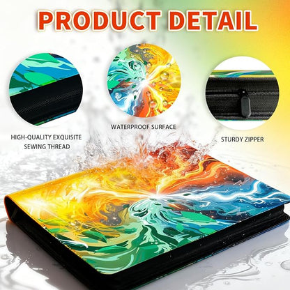 Trading Card Binder for TCG Cards,12-Pocket Portable Card Collector Ablum Holder Book Fits 720 Cards with 30 Removable Sleeve, Waterproof Card Binder Display Storage Carrying Cases for TCG-Storm