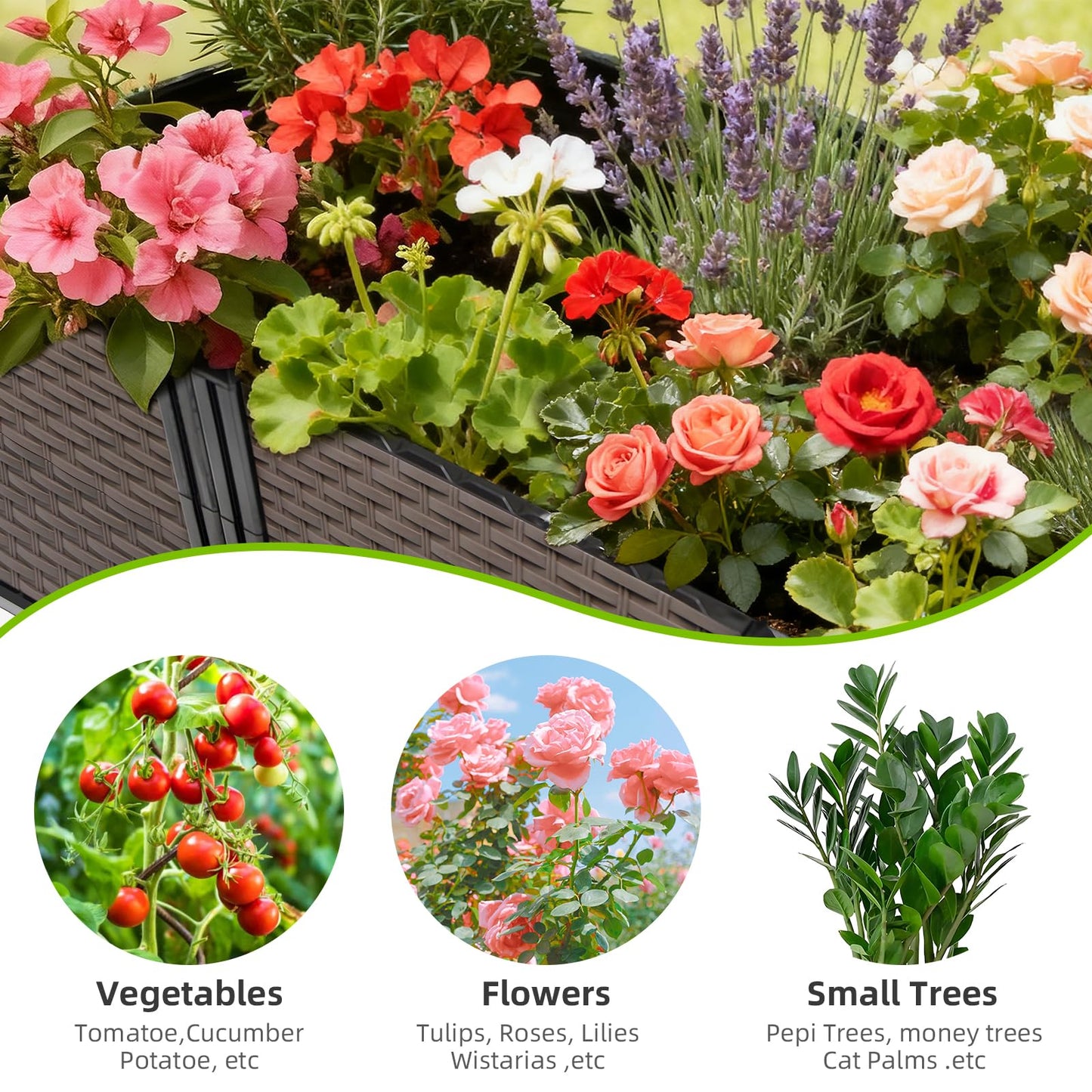 Ciao Stilista Raised Plant Box with Wheels 47.2"x15.7"x16.1", Raised Beds for Gardening Self Watering, Durable Metal Lockable Casters, Rectangular Garden Planter Perfect for Garden Patio Balcony Deck