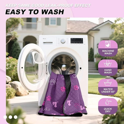 WanpeeGoo Washable Pee Pads, Puppy Pee Pad for Dogs, 2 Pack Absorbent Reusable Training Dog Pads Pet Puppy Pads, Non-Slip Potty Pads for Whelping, Playpen, Crate, Bed, Purple 36"x54"