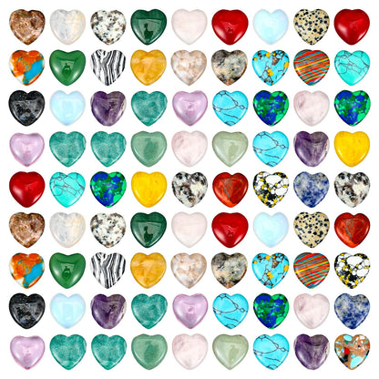 COMNICO 72 Pcs Natural Heart Stone, 0.8 Inch Worry Stone Bulk Love Shaped Gemstones Mini Gemstone Decor Supplies for Mom Women Valentines DIY Meditation