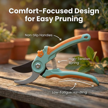 NEXON Garden Pruning Shears 2 Pack, 8" Bypass Hand Pruner & 6.25" Precision Garden Scissors, Professional Garden Clippers for Plants and Flowers