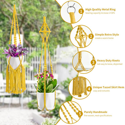 SFENNGPET Macrame Plant Hangers, 6Pack Hanging Planters for Indoor Plants w/ 6 Set Hangers Kit Handmade Macromay Plant Hangers Indoor Flower Pots Holder Stand for Boho Home Décor (POTS NOT Included)