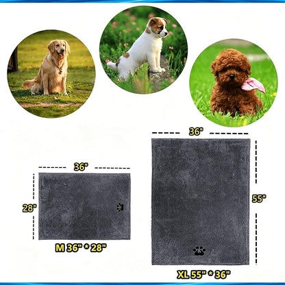 Dogvingpk Extra Large Dog Towel 2 Pack, Super Absorbent Soft Quick Drying Microfiber Pet Bath Towels for Large & Medium Dogs (XL-55" * 36", Black and Brown)