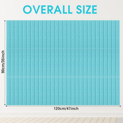 Honoson 12 Pack 48"x 36" Large Cork Board Alternative Felt Bulletin Board Wall Tiles with Safe Square Adhesive Roll Cork Tiles for Walls Home Office Classroom Back to School Pin Panels(Lake Blue)